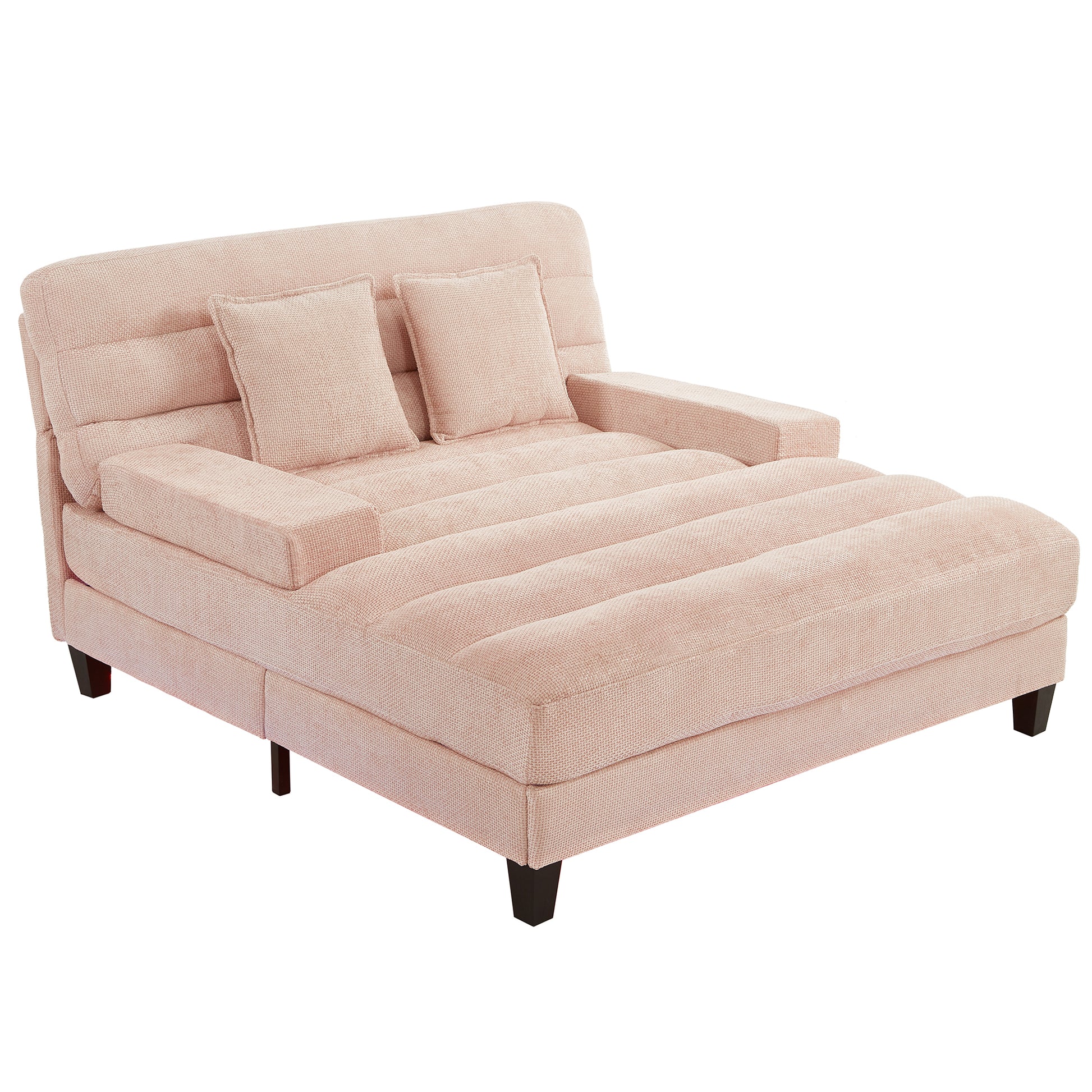 Modern Chaise Lounge Sofa 57.1' Sofa Bed with Adjustable Backrest & LED Light Strip - Pink - primary color shot
