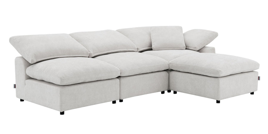 Naveen Ivory Linen 4Pcs Modular Sectional w/Ottoman - primary color shot