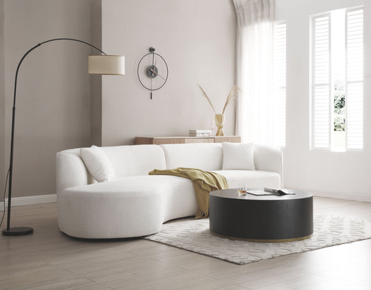 Luxury Modern Style Living Room Upholstery Curved Sectional with Chaise 2-Piece Set - Beige - detail view 7