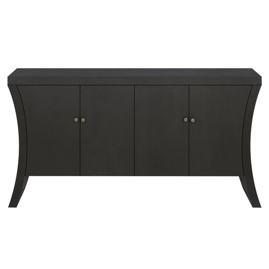 Wooden Credenza with Elegant Arc Legs and Bronze Clasps