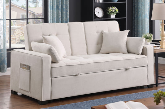 Cody II 70" Modern Gray Woven Fabric Sleeper Sofa - Beige