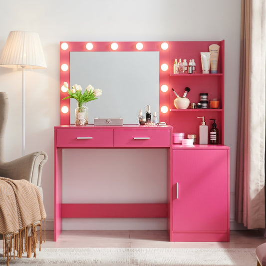 Eira Modern Minimalist Bedroom Vanity, Pink