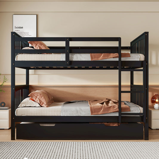 Full over Full Bunk Bed with Twin Size Trundle and Ladder -Espresso - detail view 2