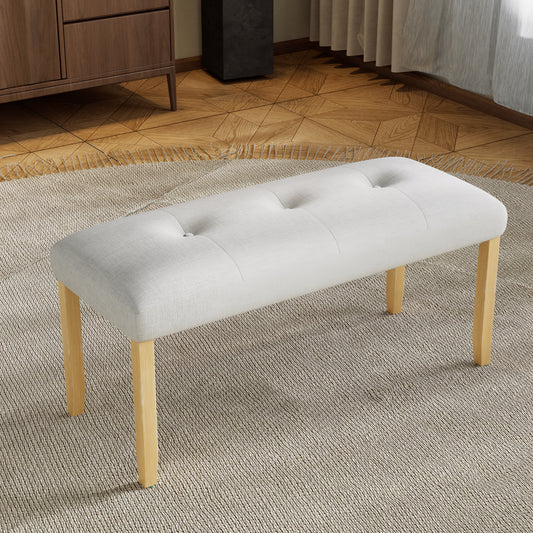 Upholstered Tufted Bench - Beige+natural - primary color shot