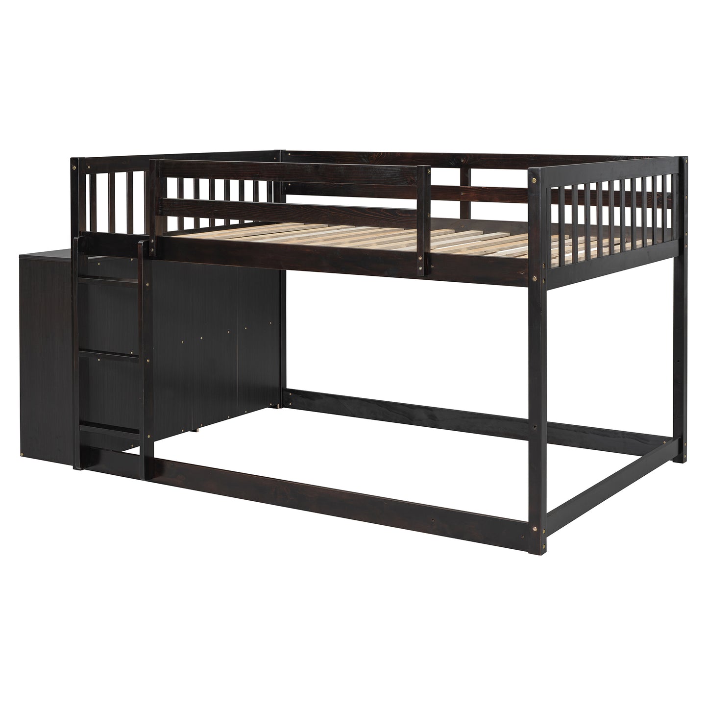 Rachel Full over Full Bunk Bed with 4 Drawers and 3 Shelves-Espresso