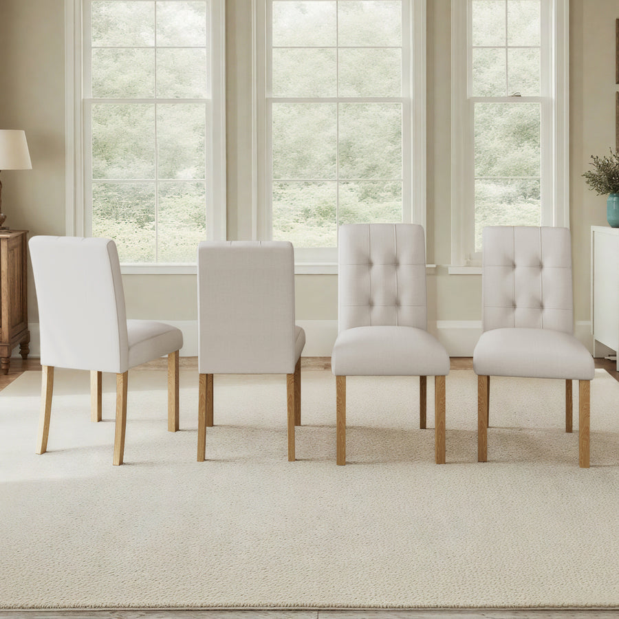 Wooden Dining Chairs Set of 4 - Natural+beige - primary color shot