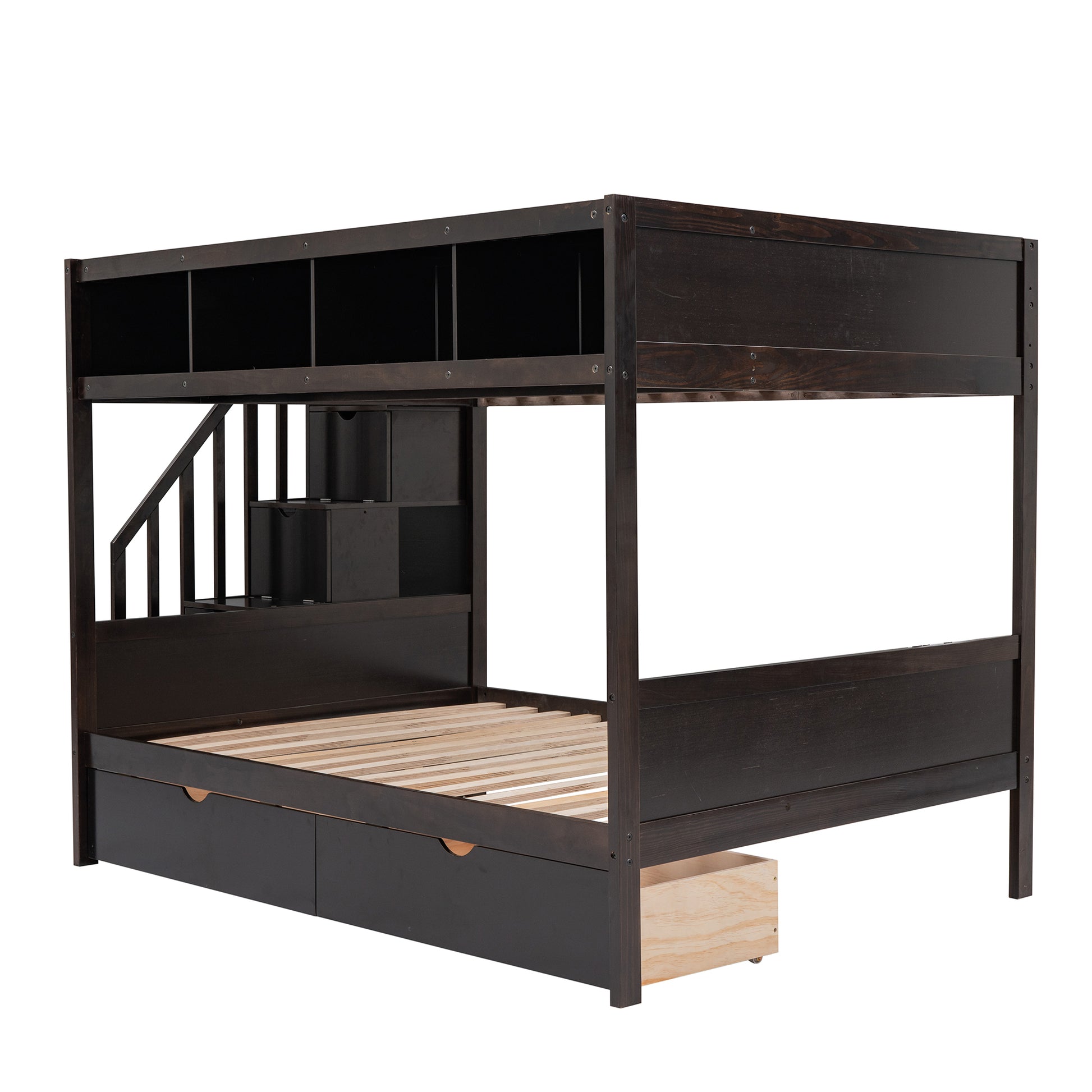 Twin over Full Bunk Bed with Shelfs - Espresso - detail view 6