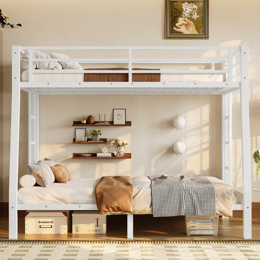 Metal Full XL over Queen Bunk Bed for Teens and Adults - White - primary color shot