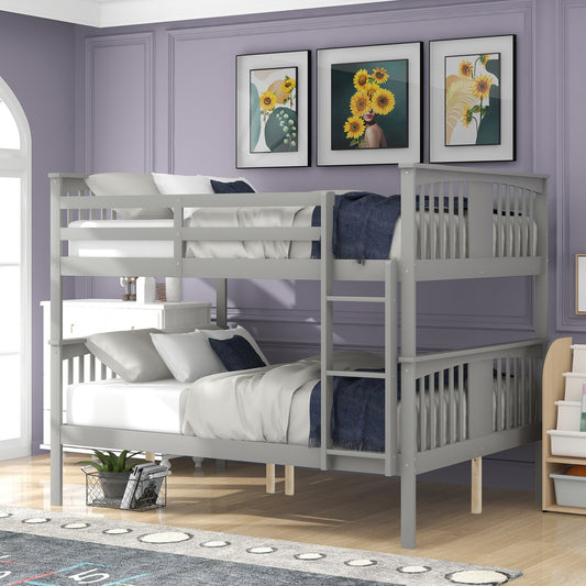 Full over Full Bunk Bed with Ladder - Gray - primary color shot