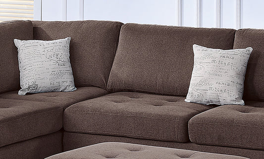 3 Piece Sectional Set with Ottoman Upholstered in Chenille Color Chocolate - detail view 2