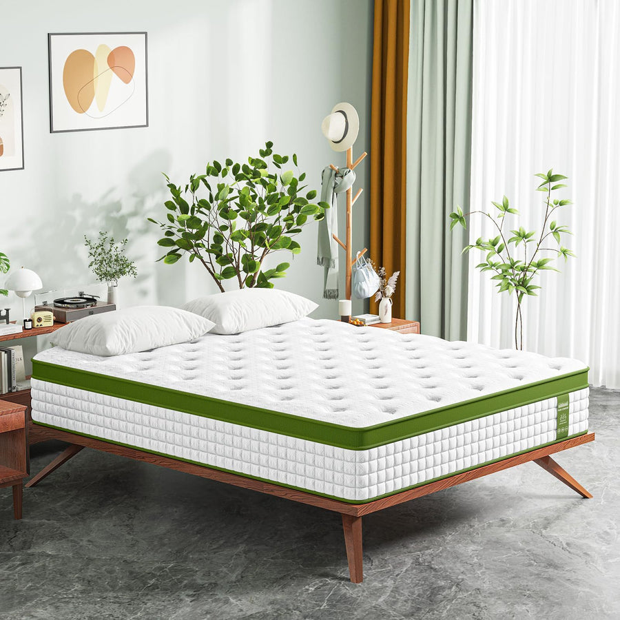 12' Queen Hybrid Mattress with Gel Memory Foam & Pocket Springs - Green - detail view 2