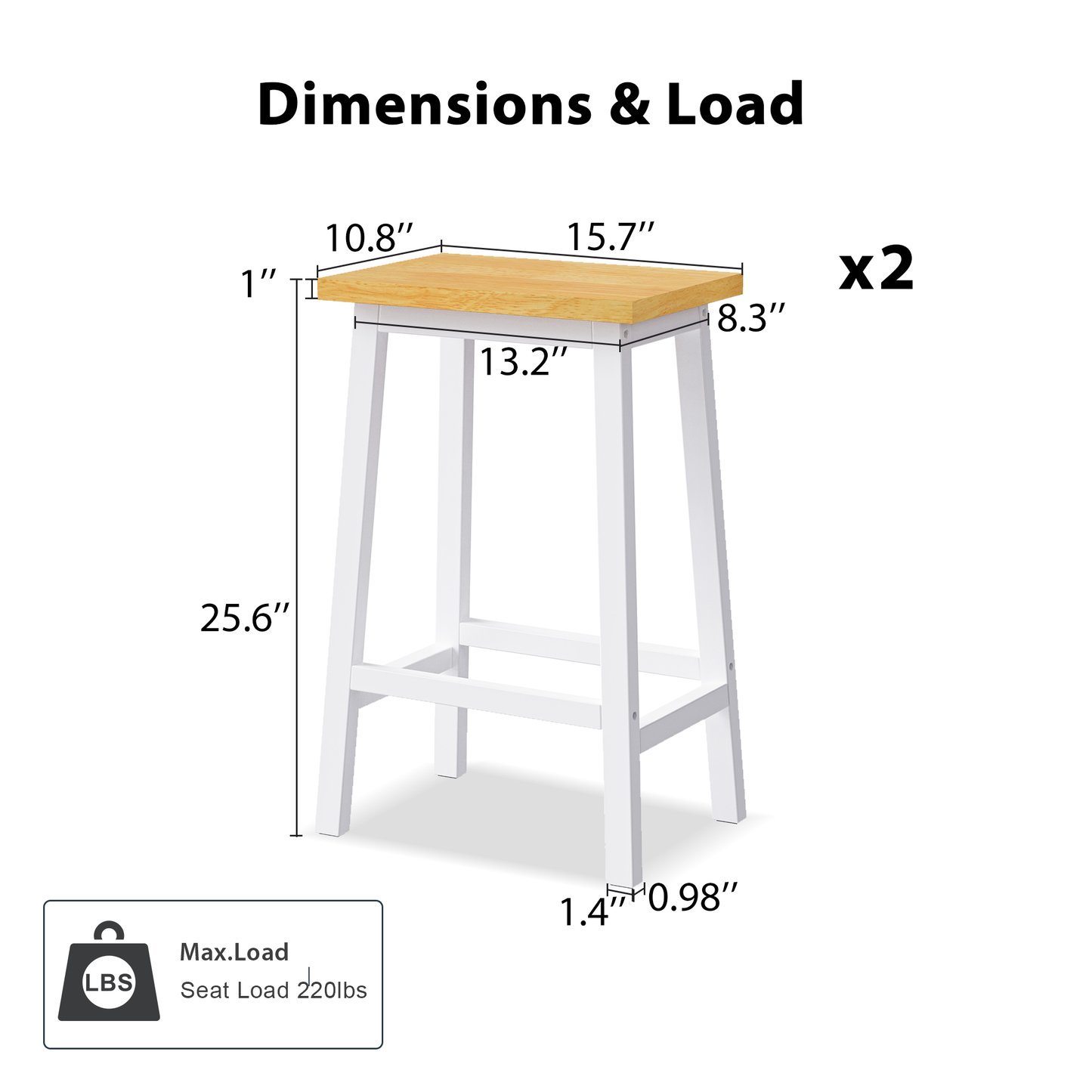 K&k Solid Wood Bar Stools (not Cheap Iron) - White - detail view 3