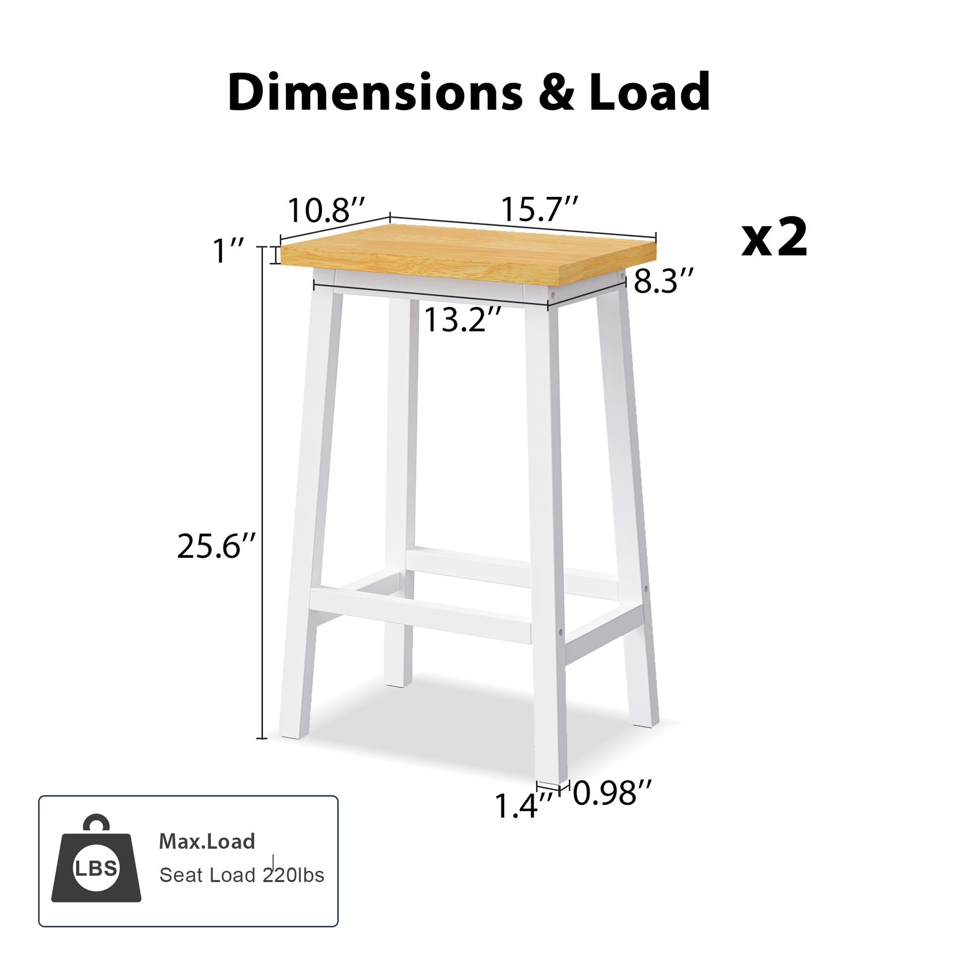 K&k Solid Wood Bar Stools (not Cheap Iron) - White - detail view 3