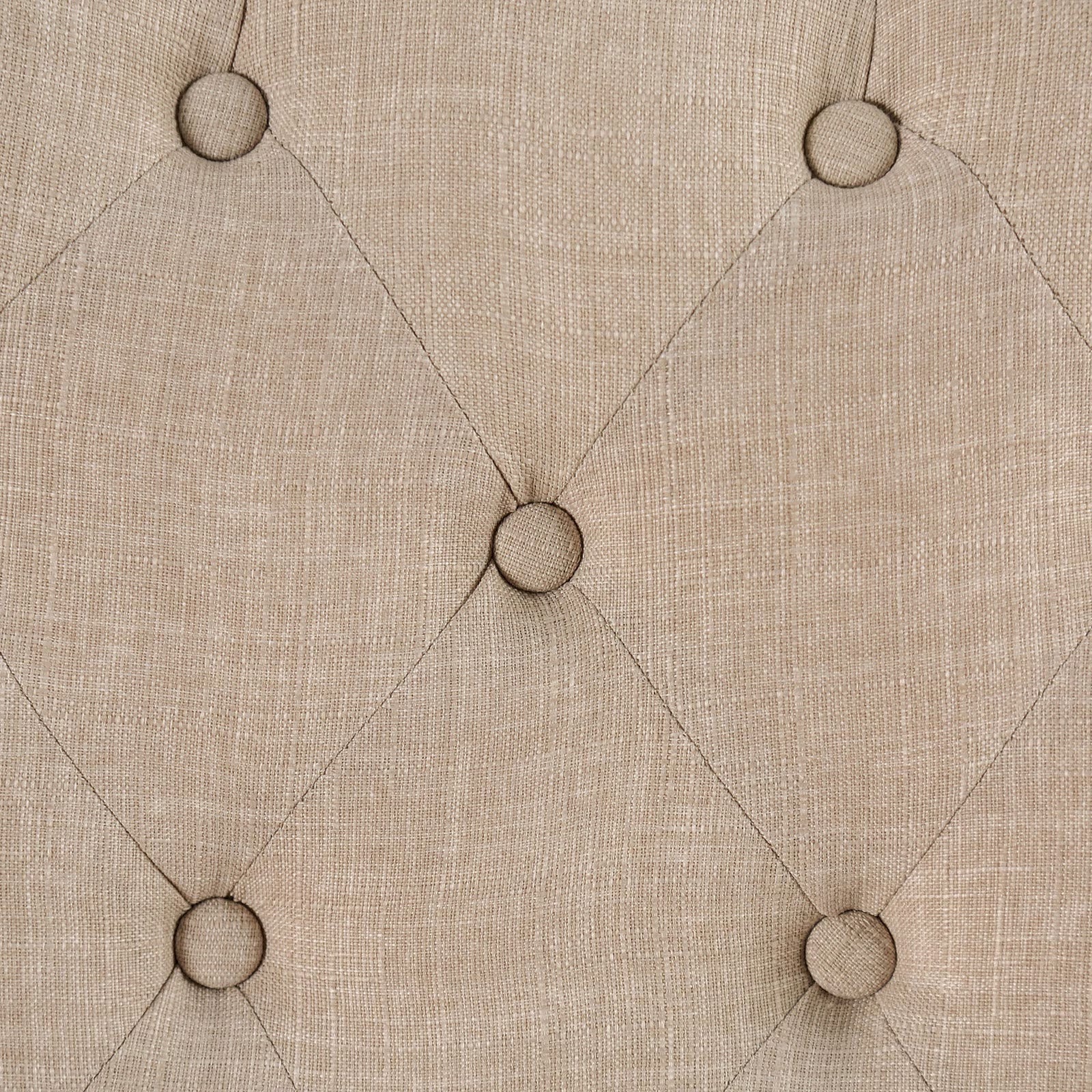 Madeline Button Tufted Linen Side Chairs with Black Legs, Ivory