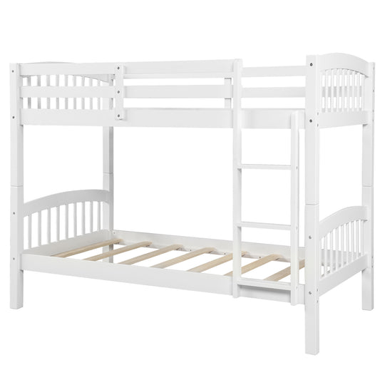Stucci Twin over Twin Bunk Bed with Curved Headboard and Ladder - White - primary color shot