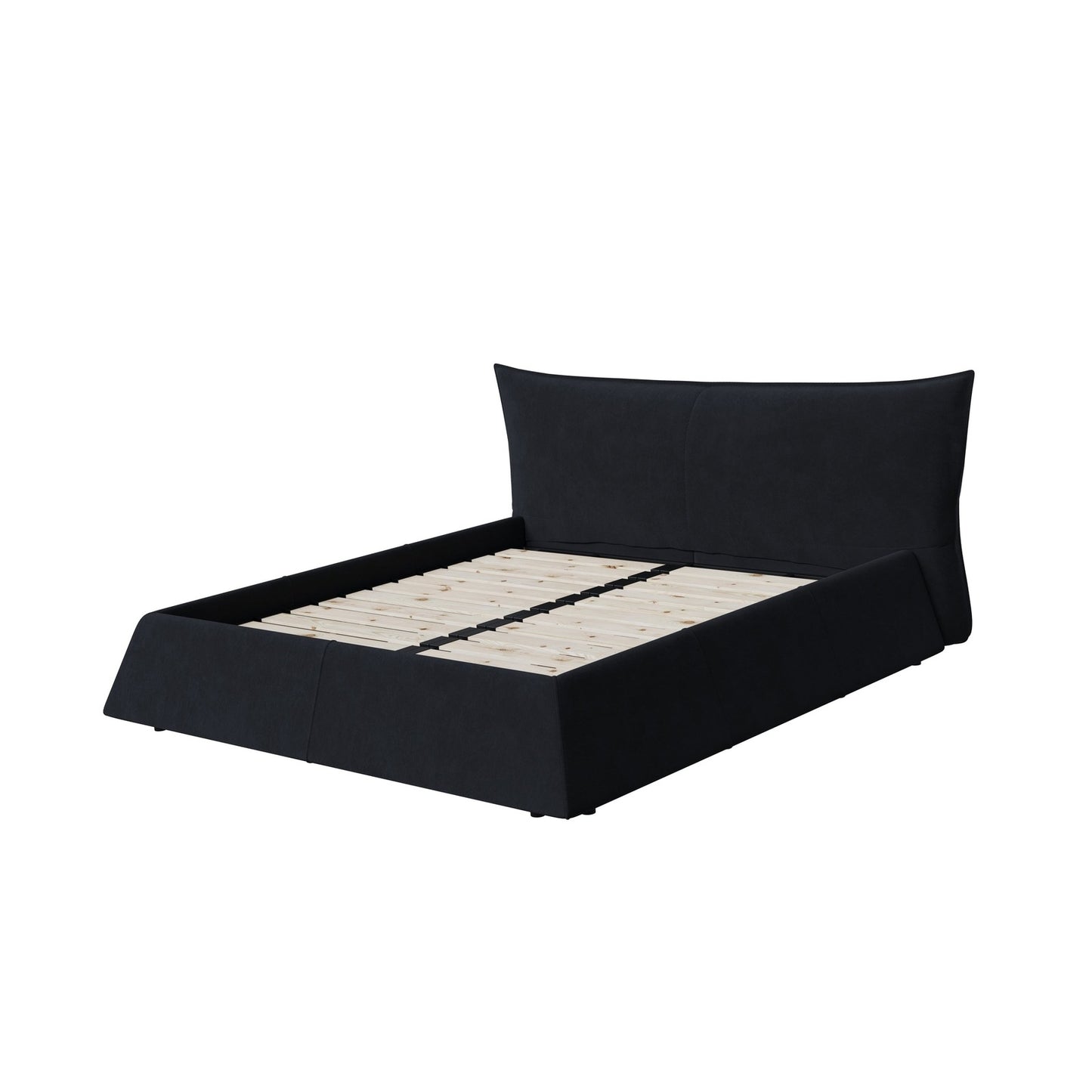Zephyra Modern Velvet King Size Platform Bed in Black