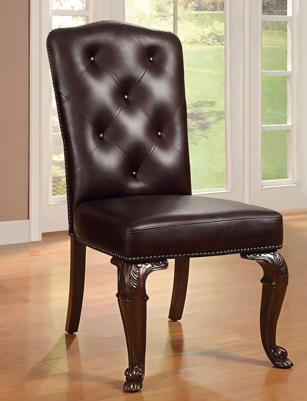 Bellagio 5-Piece Traditional Brown Cherry Single Pedestal Dining Set (3 Chair Options)