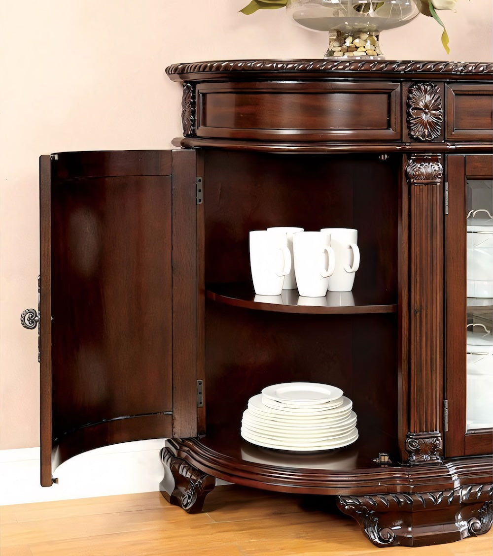 Bellagio 5-Piece Traditional Brown Cherry Single Pedestal Dining Set (3 Chair Options)