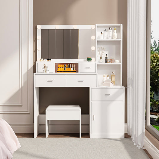 Anna Modern Bedroom Vanity, White
