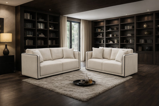 Benilde Transitional Sofa in Taupe Chenille with Beechwood Frame