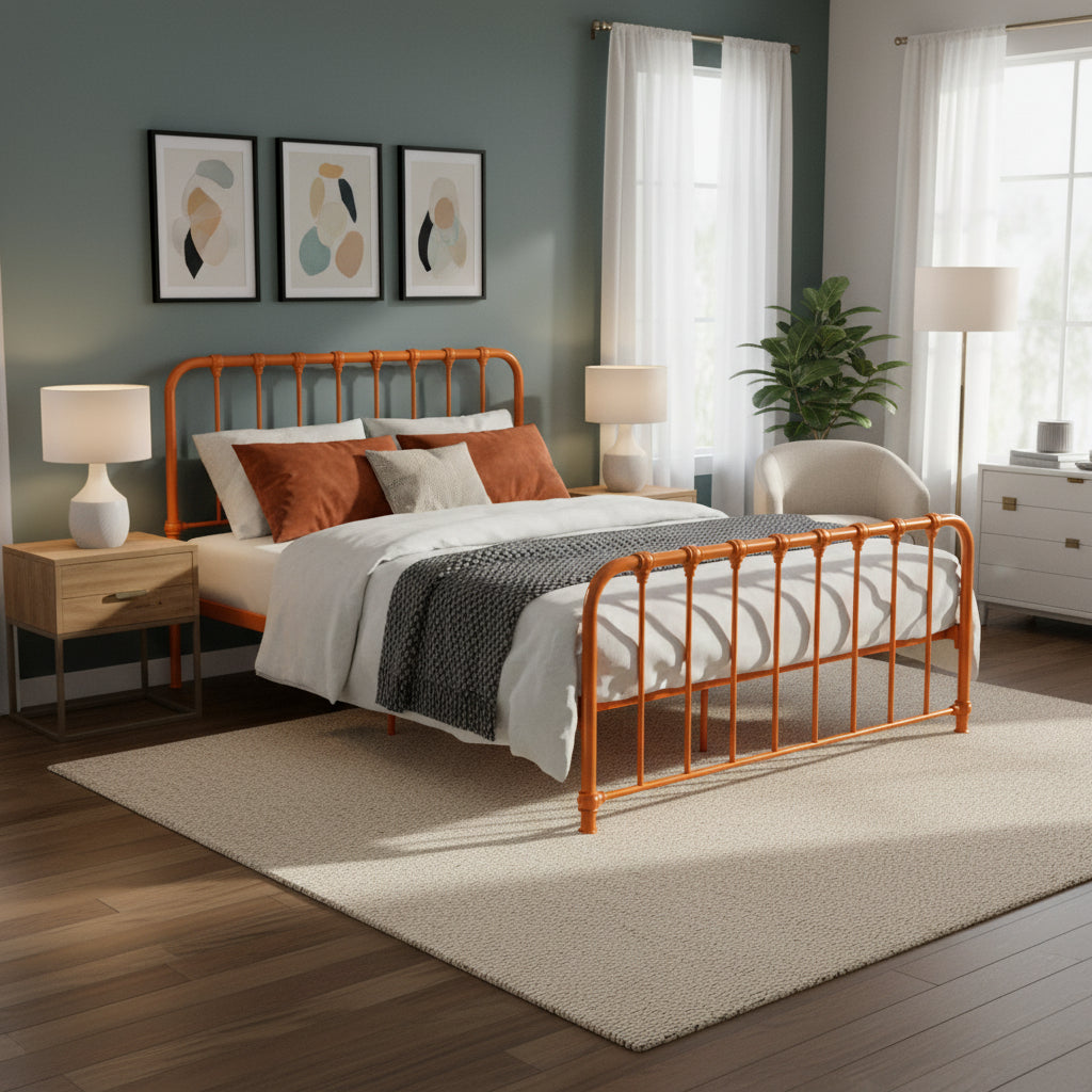 orange platform bed