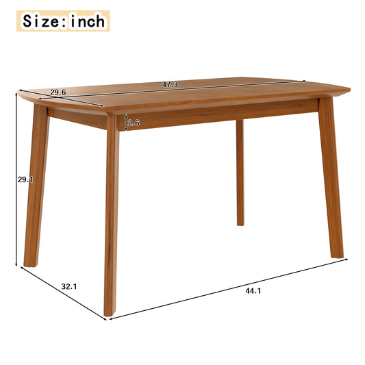 47 Inch Mid Century Modern Dining Table, Solid Wood Kitchen & Dining Room Table for 4, Minimalist Table for Dining Room, Rectangular - detail view 2