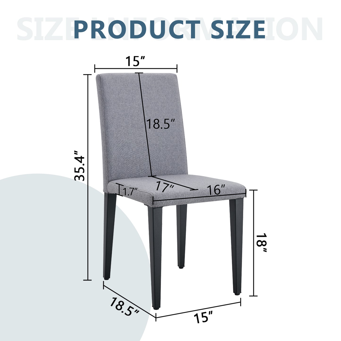 Gray Linen Dining Chairs with Black Legs (set of 2) - detail view 3