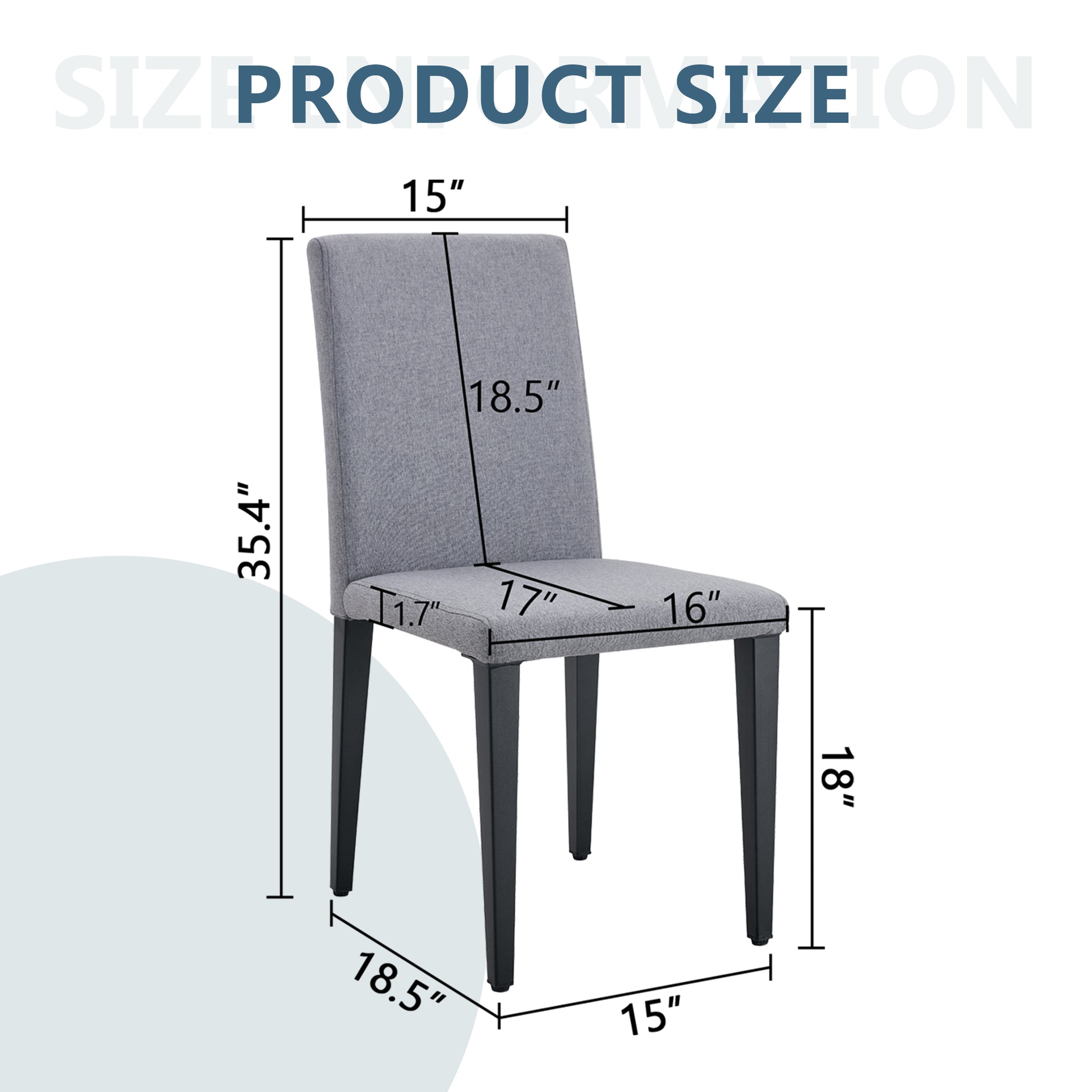 Gray Linen Dining Chairs with Black Legs (set of 2) - detail view 3