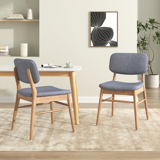 Ardena Mid-Century Modern Dining Chairs in Natural & Grey (Set of 2)