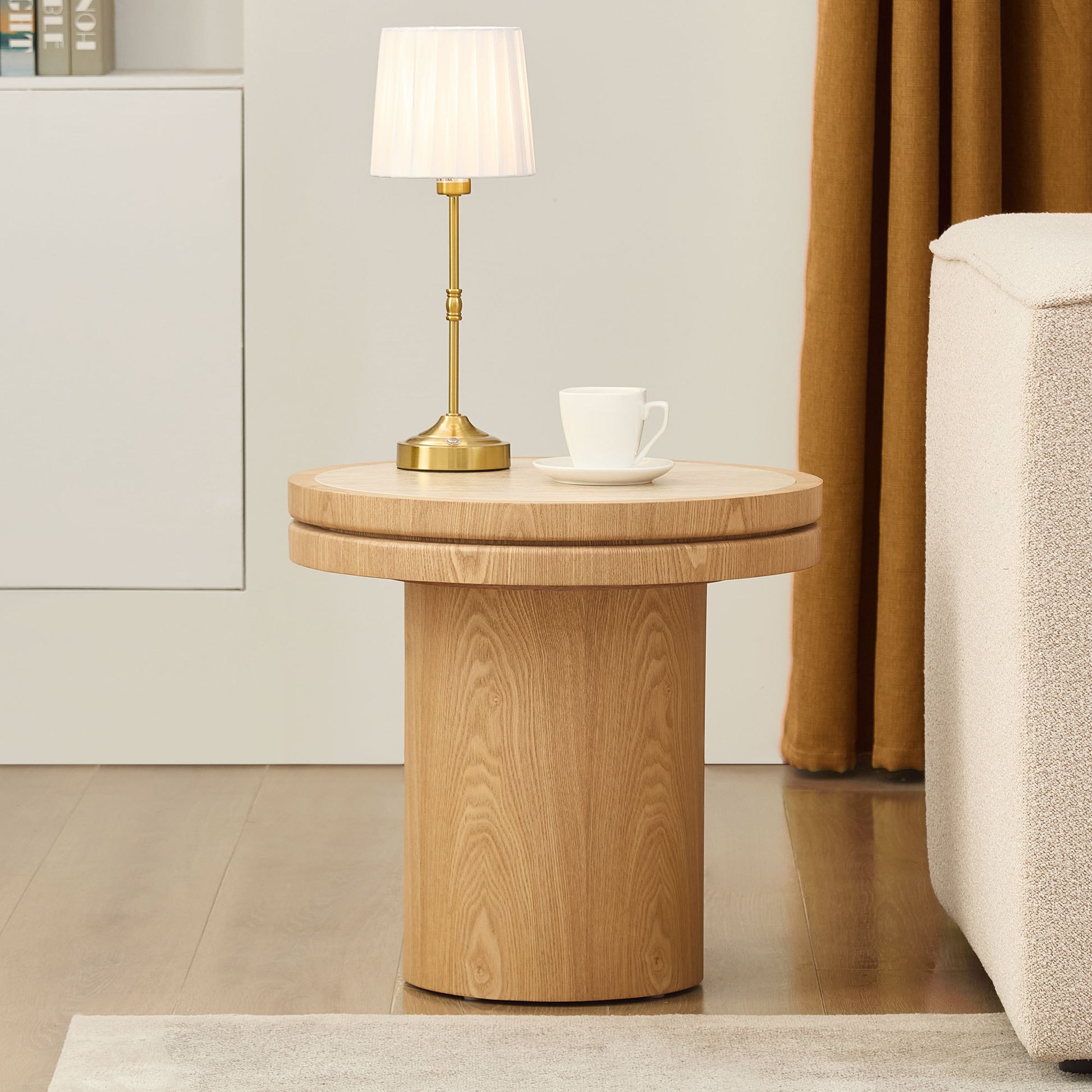 19" Round MDF Side Table Sintered Stone Tabletop - Natural - primary color shot