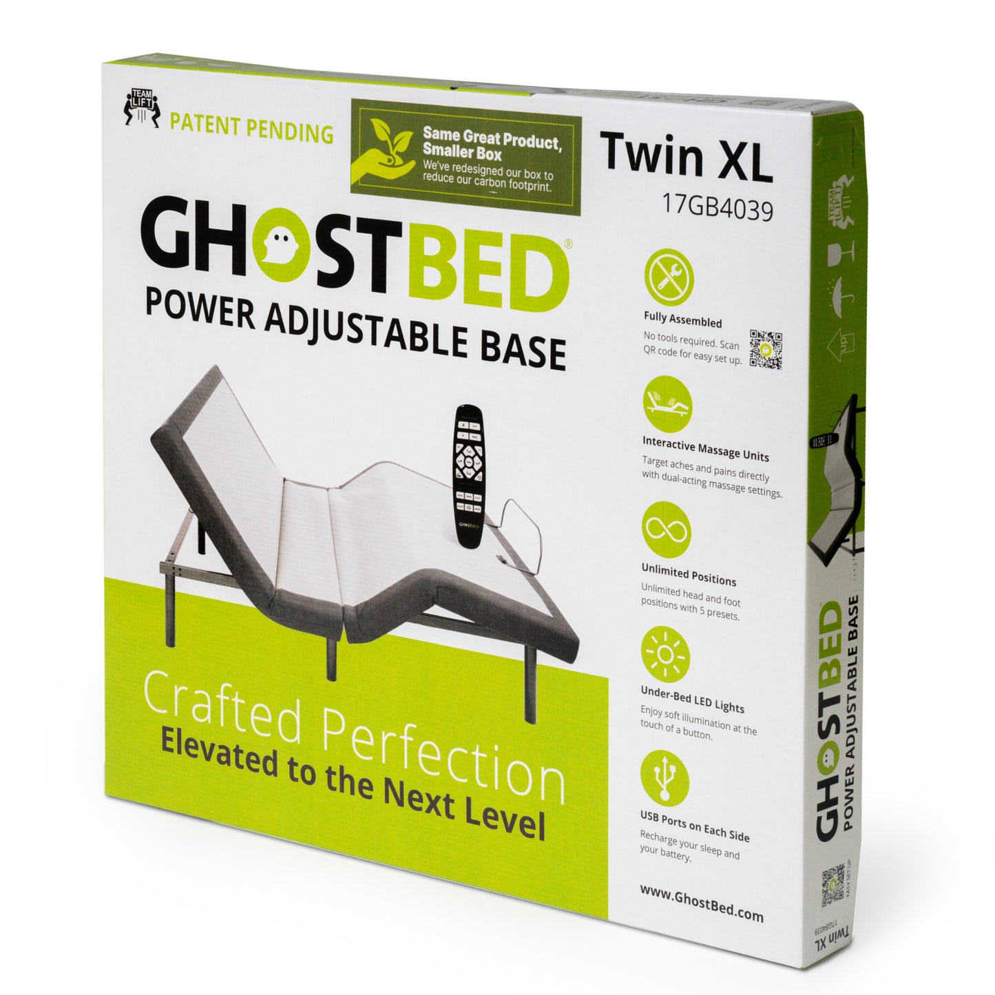 Ghostbed Adjustable Base Queen - Dark Gray Metal Frame with Massage - detail view 7