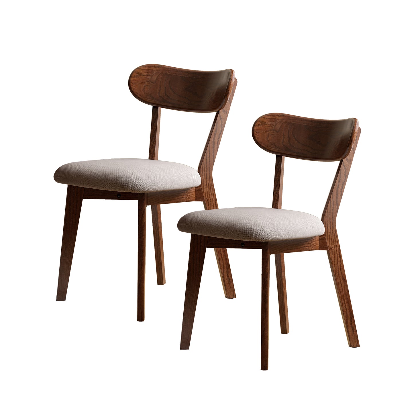 Alden Upholstered Solid Oak Dining Chairs – Walnut Finish (Set of 2)
