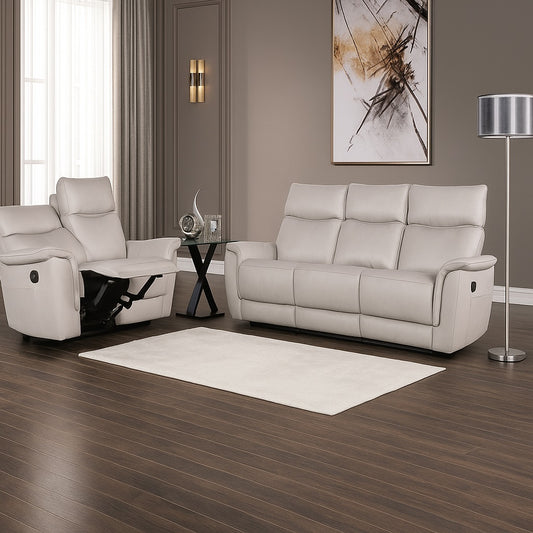 Bienne 2-Piece Power Reclining Sofa & Loveseat Set — Taupe
