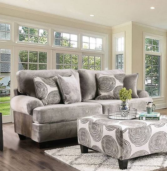Bonaventura Transitional Style Ultra Plush Smoke Grey Sofa