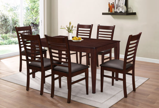 Branson 7-Piece Casual Dining Set with Slat-Back Chairs – Gray or Brown