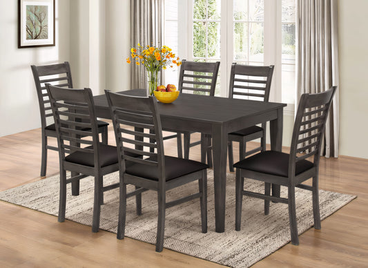 Branson 7-Piece Casual Dining Set with Slat-Back Chairs – Gray or Brown