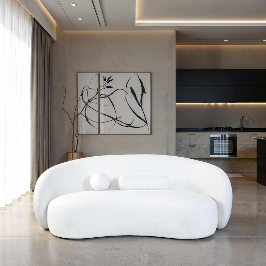 Brevik Contemporary Chenille Sofa – White