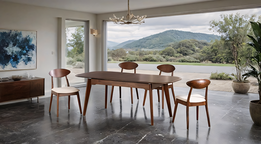 Buren 5-Piece Mid-Century Modern Dining Set – Walnut