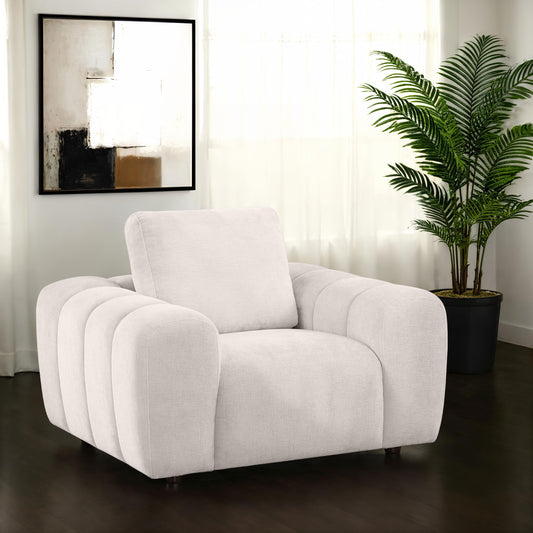 Burnett Ivory Chenille Sculptural Accent Chair with Oversized Arms