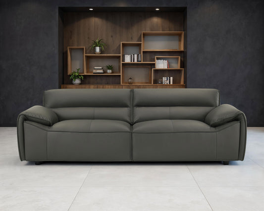 Buxton Top Grain Leather Sofa – Graphite