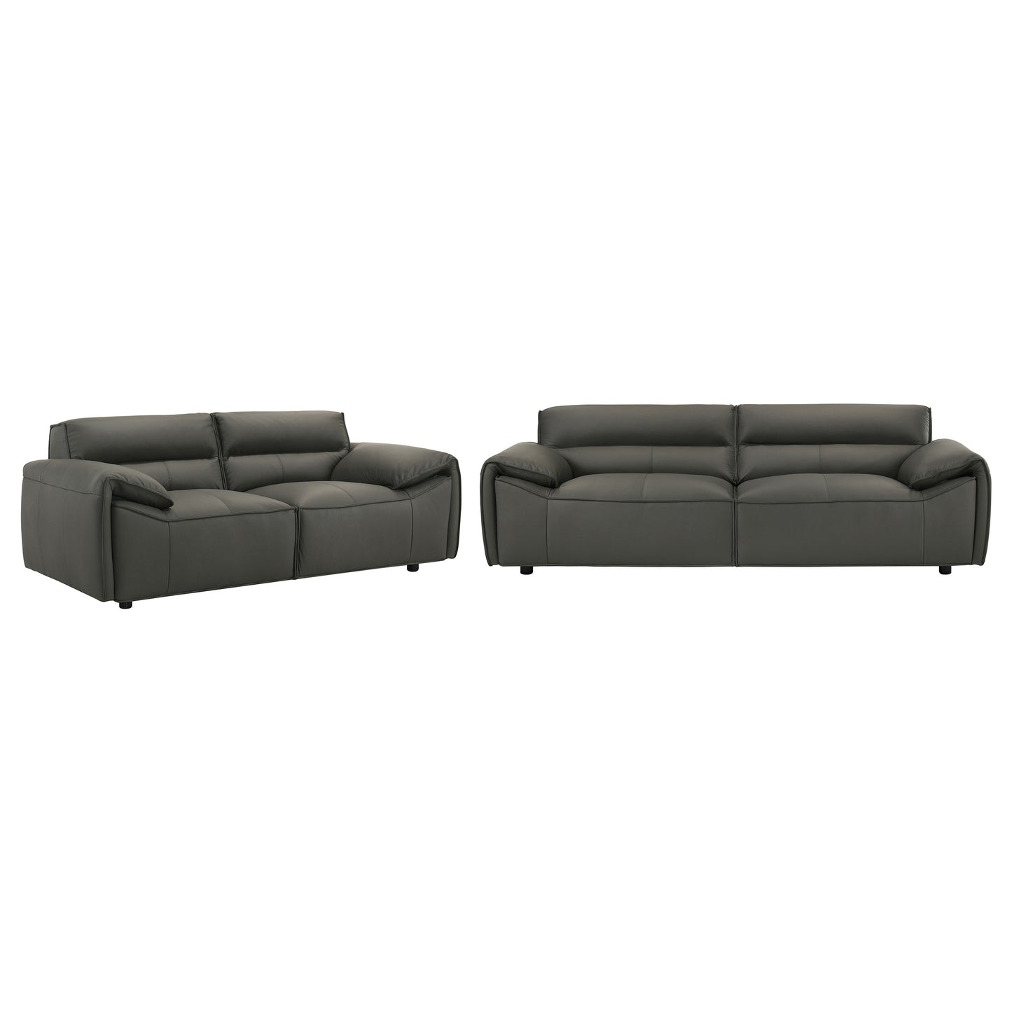 Buxton Top Grain Leather Sofa & Loveseat Set – Graphite