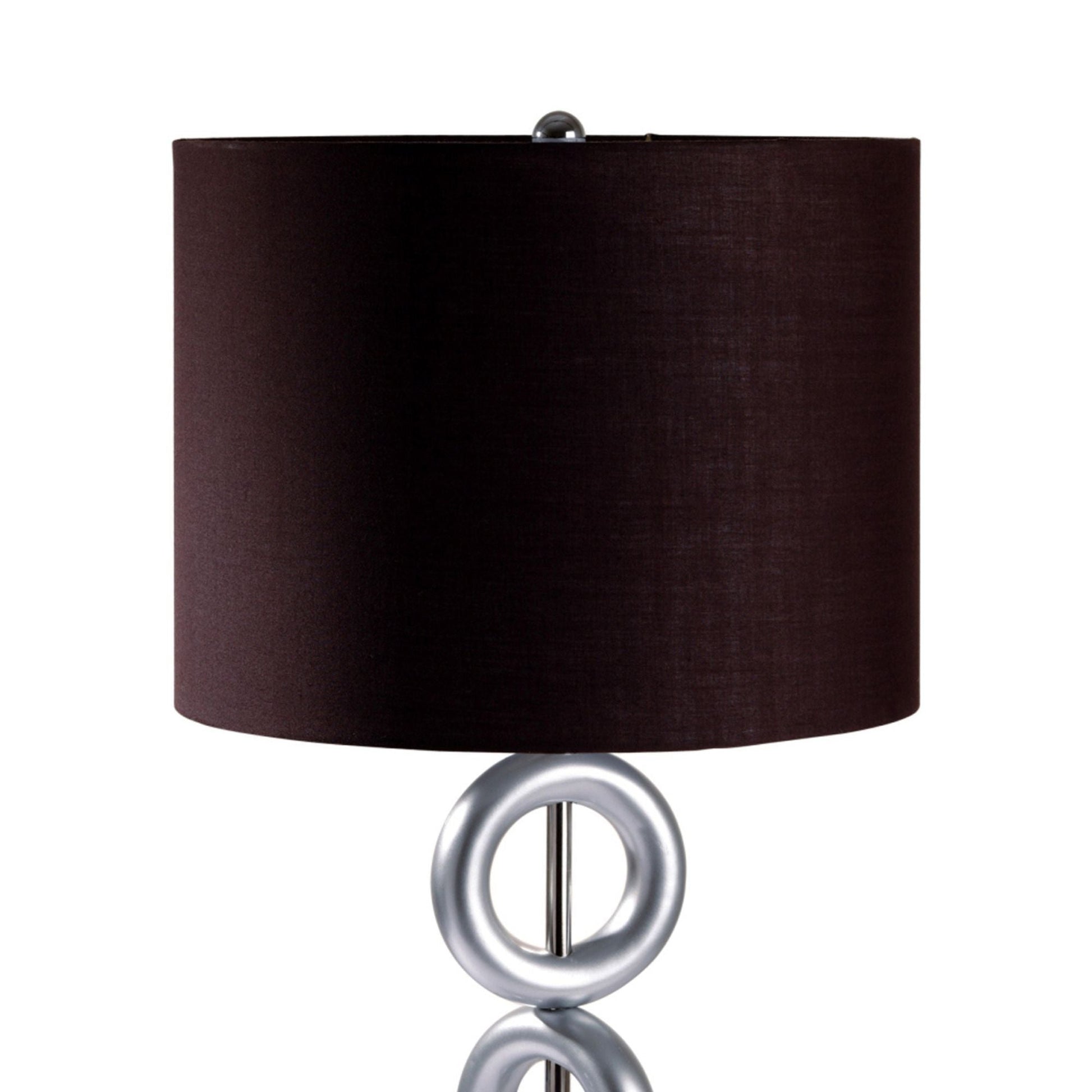 29' Tall Metal Table Lamp with Silver finish, Ring Style, Espresso Round Shade