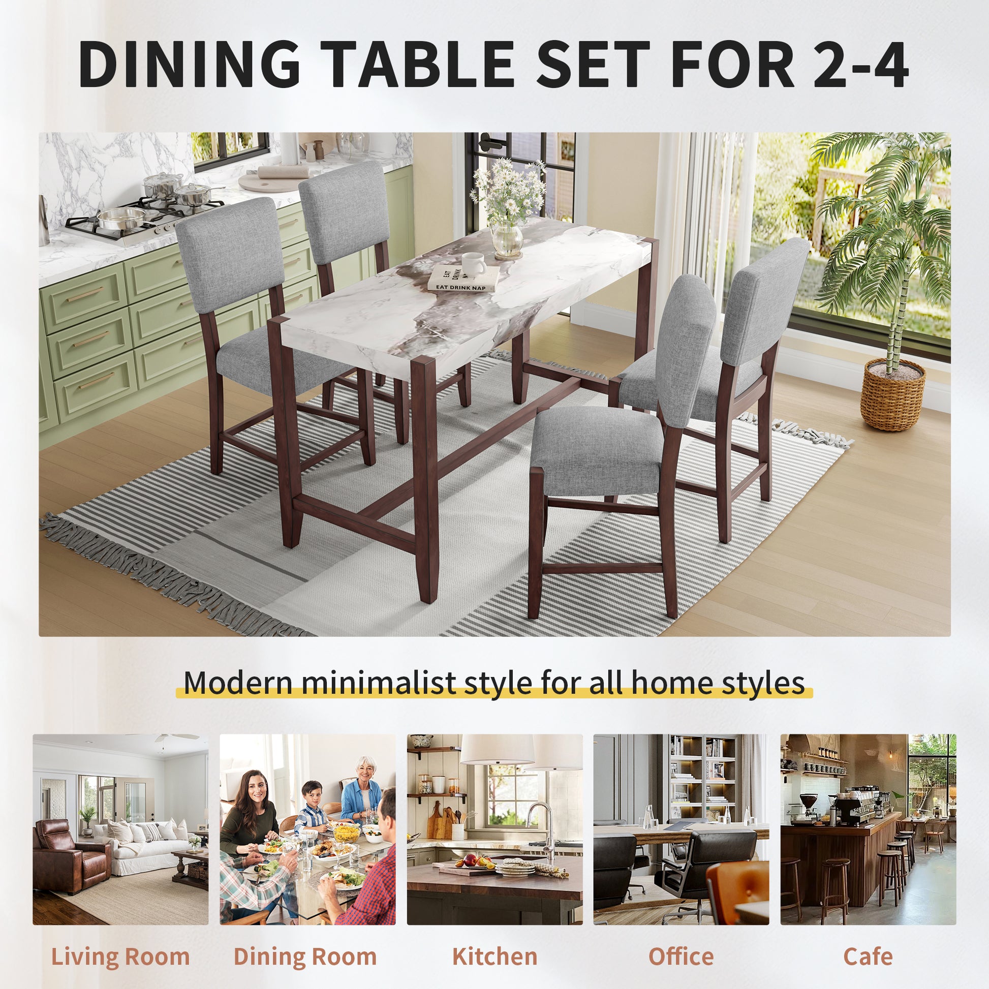 5-Piece Counter Height Dining Set - White+gray - detail view 8
