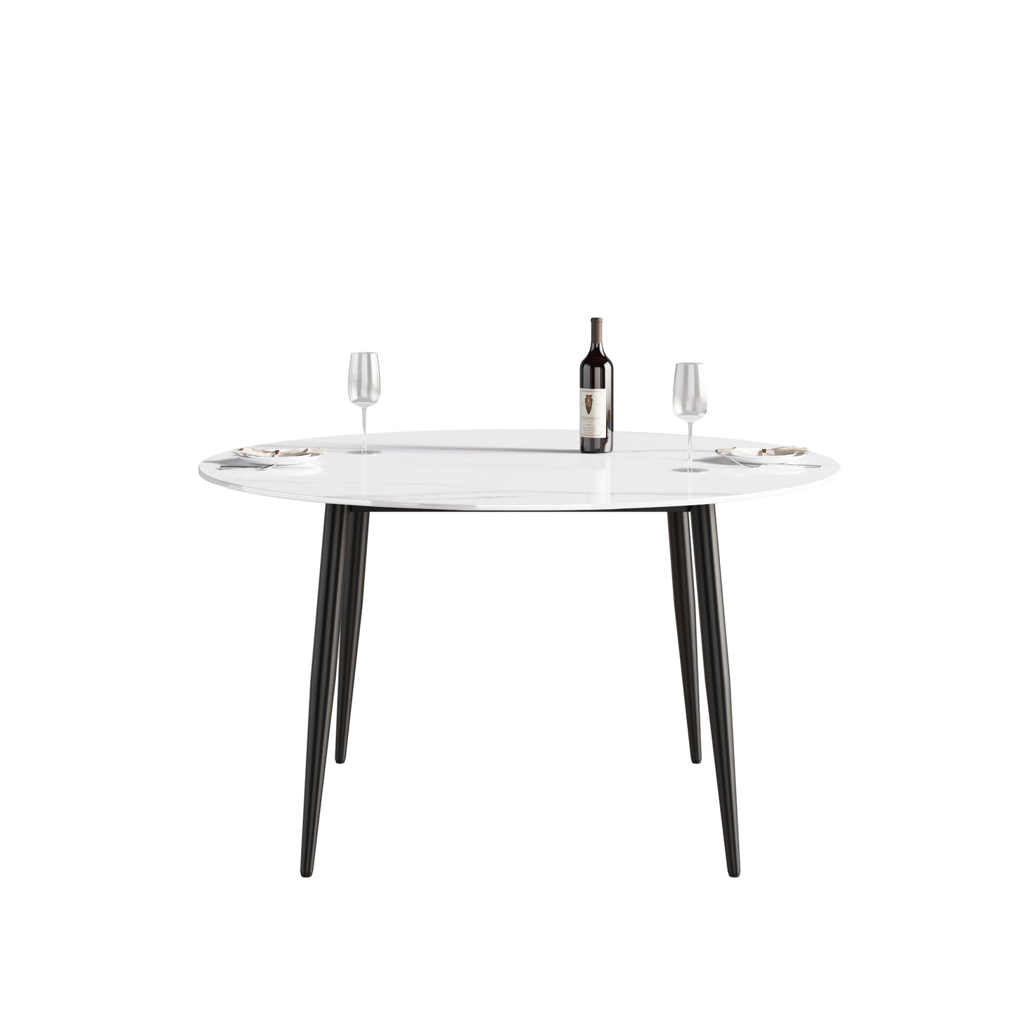 Saffron 53" Modern Artificial Stone Dining Table with Black Legs