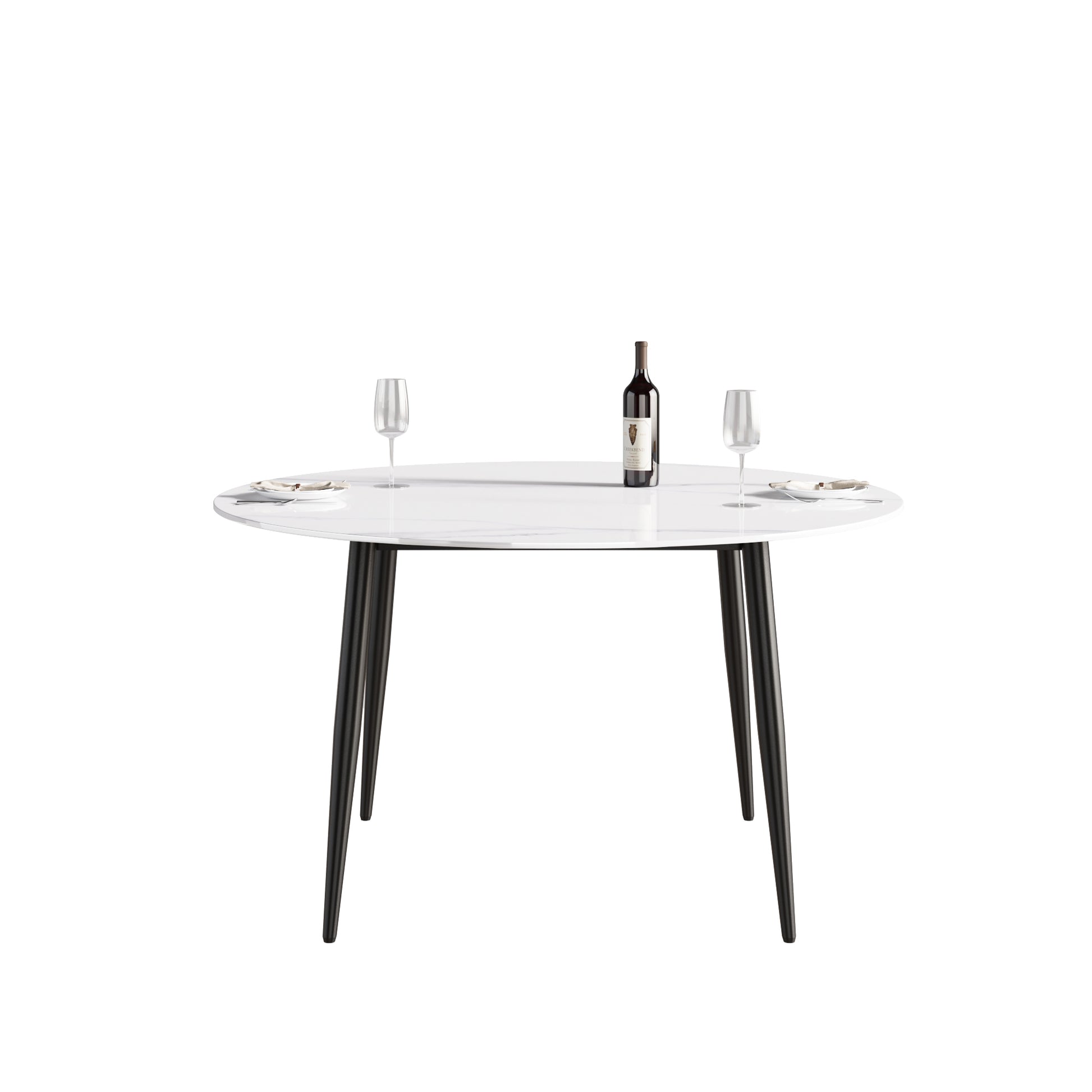 Saffron 53" Modern Artificial Stone Dining Table with Black Legs