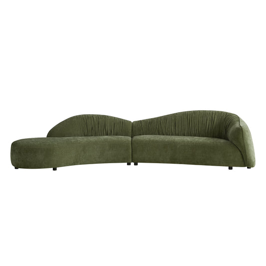 145.67'' Mid-Century Upholstered Comfy Sectional with Left-Facing Chaise - Green - primary color shot