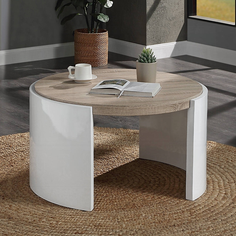 Oriel Oak and White High Gloss 1-Drawer Coffee Table