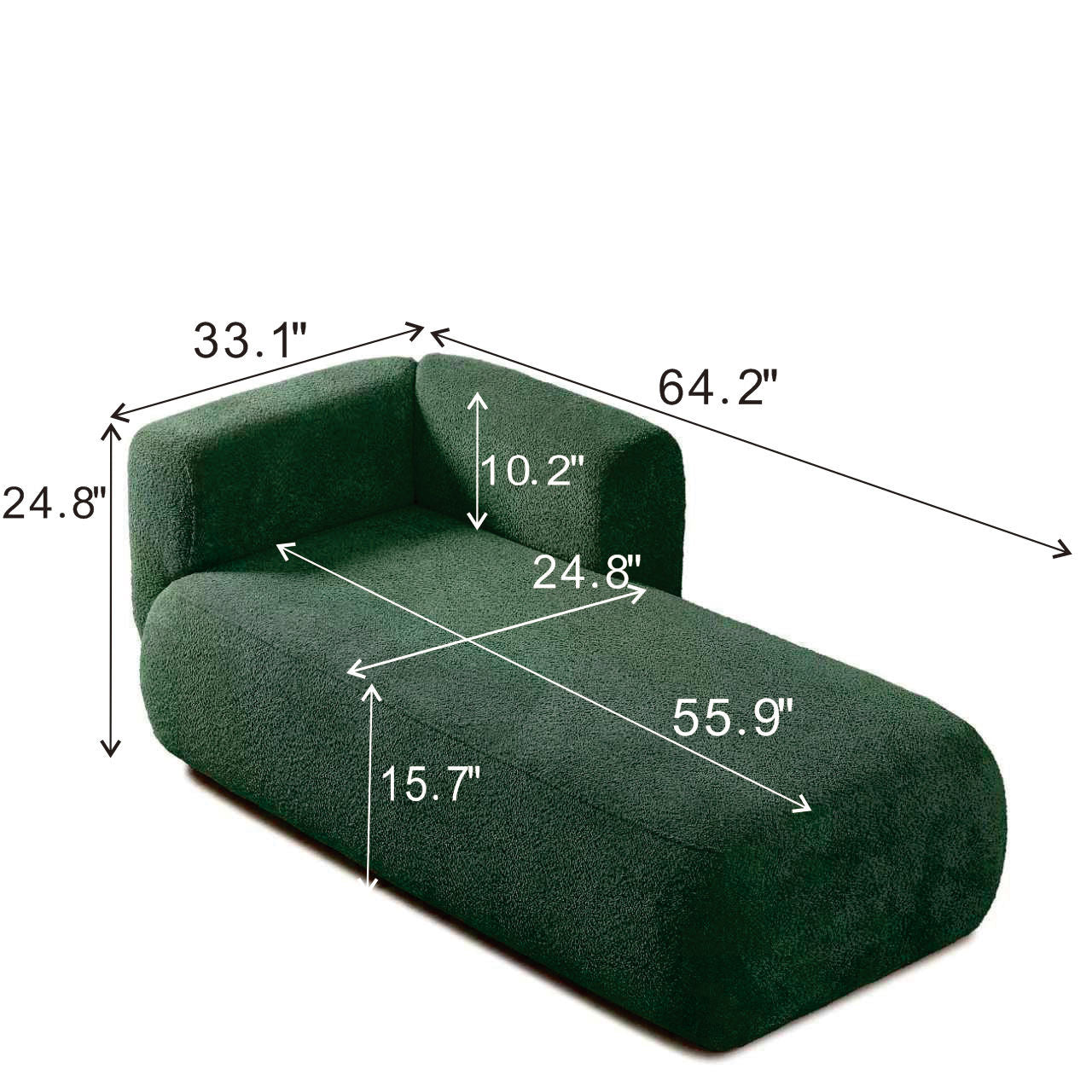 Upholstered Chaise Lounge - Green - detail view 6