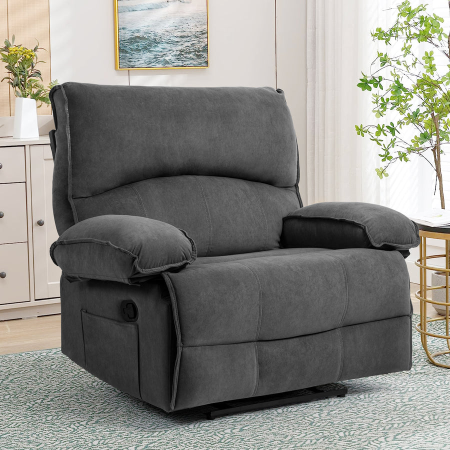 Oversized Manual Recliner Chair Sofa - Grey - detail view 2