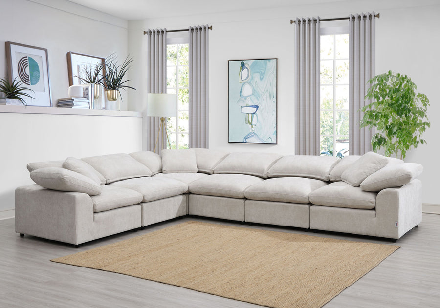 Naveen Ivory Linen 6Pcs Modular Sectional - primary color shot